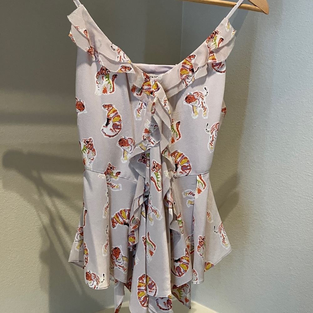 Rebecca Taylor Pastel Floral V-Neck Blouse